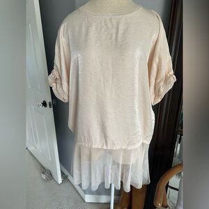 Zara Light Blush Sheer-Layer Blouson Top